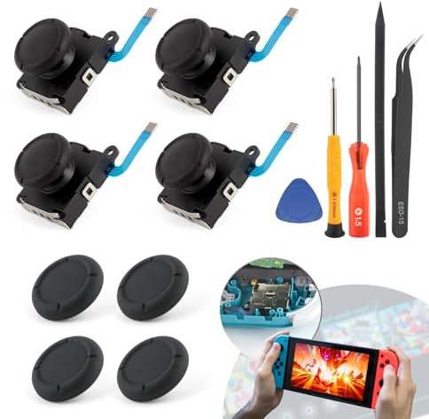 RongZy 4 Piezas Joystick para Nintendo Switch 3D Joysticks para Nintendo Switch Lite/Switch OLED Analógico de Repuesto con Thumbsticks Accesorios Repuestos Reparación