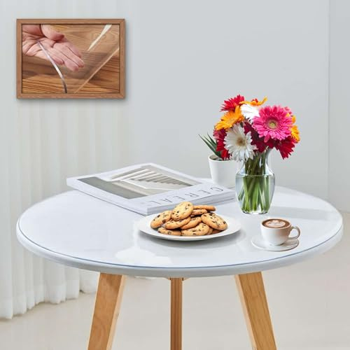 Artwelt Tischdecke Transparent Rund 2.0mm Tischfolie Glasklar Folie Tischschutz Wasserdicht Abwaschbar Wunschmaß Tischschutzfolie für Runde Tische Durchmesser 40cm