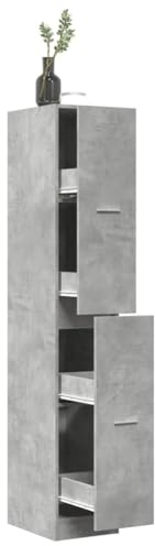Homgoday Armario para farmacia, armario extraíble, armario de cocina, armario multiusos para cocina, salón, oficina, color gris hormigón, 30 x 41 x 174,5 cm, material de madera