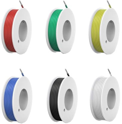 HAXIHA 24AWG Silikon Elektrischer Draht Kabel,0.2mm² Verzinnte Kupferdrahtspule,6Farben,10Meter Each Litzendraht,Flexibler Silikon Leitungen Draht,Sortiment Schaltlitze,für DIY Modelle