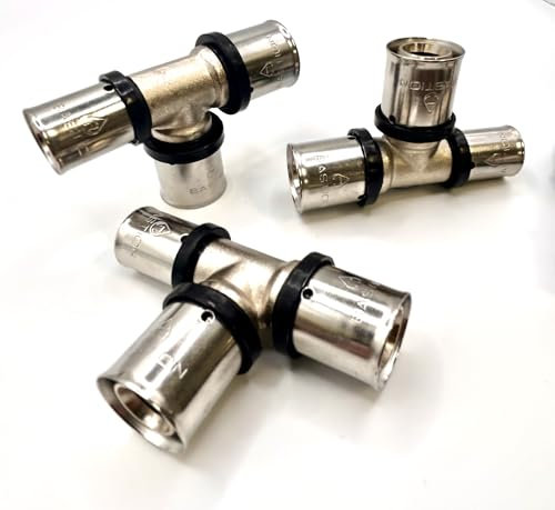 20-16-16mm Unequal Tee Press Fitting WRAS Approved – Pack of 4