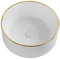 Lavabo de encimera Elegante lavabo de baño blanco, redondo sobre encimera, fregadero de cerámica de porcelana, lavabo for baño de hotel, mueble de tocador con desagüe emergente y decoración de borde d