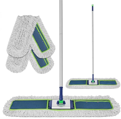 104cm Commercial Mops for Cleaning Floors, VIIWII Large Industrial Flat Mop with 150cm Long Handle 2 Heavy Duty Reusable Cotton Pads for Warehouse, Office, Hotel
