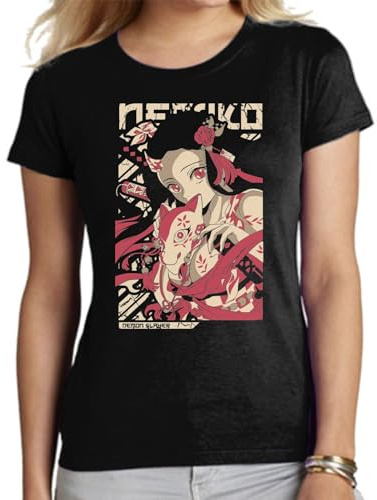 the Fan Tee Camiseta de Adulto de Mujer Dibujos Animados Demon Cazadores de Demonios, técnicas de respiración, Silencio del Agua, Danza del Dios del Fuego 004 S