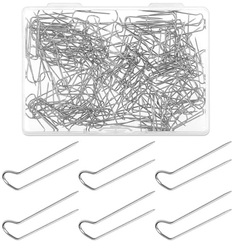 SYEYCW 200 Pièces Epingles en Forme de U, 23mm en Acier Inoxydable, avec Boîte de Rangement, pour Travaux Manuels, Ourlets, Plantes Artisanales, Fixer des Couronnes
