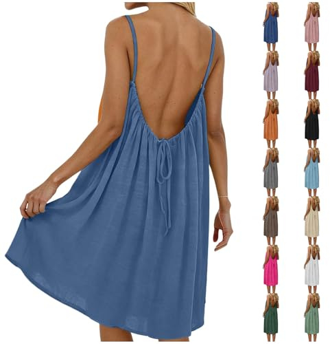 Vestido Largo Mujer Sin Espalda Tirantes Sin Mangas Playa Verano Elegante Casual