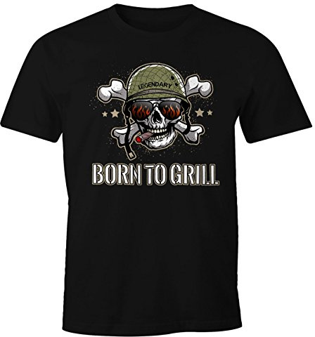 MoonWorks Born to Grill Lustiges Herren T-Shirt für den ambitionierten Grill-Meister Schwarz XL