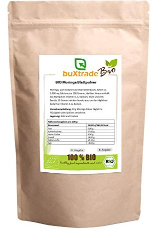 2 kg BIO Moringa Blattpulver - Meerrettichbaum Pulver Moringapulver Rohkostqualität VERSCHIEDENE GRÖßEN