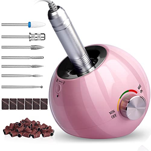 Nagelfräser Elektrisch Set, AZ GOGO Profi 30000u/Min Maniküre Pediküreset Elektrische Nagelfeile für Gelnägel Acrylnägel Kallus Entfernen, Nagelstudio/DIY-Maniküre, mit 7 Aufsätzen & 55 Schleifbänder