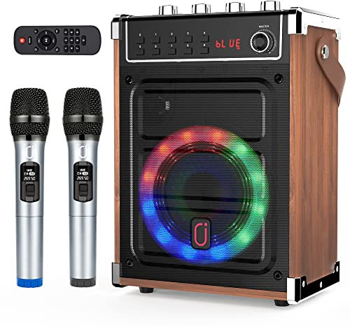 JYX Sistema PA Audio con 2 Microfoni, Cassa Karaoke Professionale Ricaricabile Bluetooth Altoparlante Amplificato Portatile Impianto Karaoke Supporto TWS, AUX in, radio FM, REC,TF