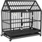 PawHut 48 Heavy Duty Dog Crate, Indoor Outdoor Dog Cage on Wheels with Locks, Removable Tray, Openable Top, 2 Doors, for Large and Extra Large Dog - Black