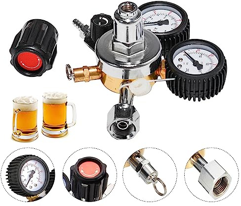 CO2 Tryckreducerare dubbel tryckmätare W21.8 R134A A/C tryckregulator öl tappsystem, tryckregulator CO2, precisionstryckreducerare för tappsystem, ölbryggning, öltapp