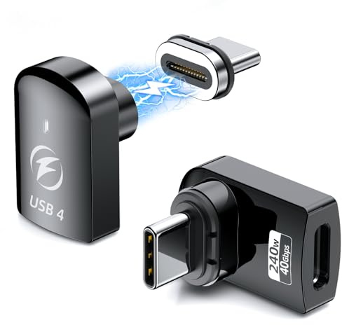 HanCenDa 240 W magnetischer USB-C-Adapter 2er-Pack, USB-C-Magnetadapter 24-polig, Schnellladung USB4 40 Gbit/s Datenübertragung 8K 60 Hz Video für Thunderbolt 3/4, MacBook Pro/Air/PS5