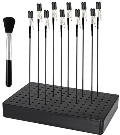 ANBOWEI 10 Pince Crocodile avec Support de Base pour Aérographe, Kit de Couleur de Modélisation Bricolage, Peinture Base de Support et Alligator Clip Sticks pour Peinture au Pistolet, Mémo