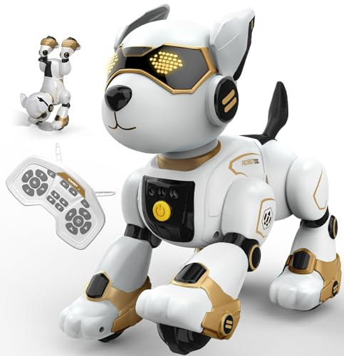 anysun Roboter Hund, Roboter Hund Kinder Wiederaufladbar, Interaktives Programmierbares Roboter Hundespielzeug, Sprachbefehle, Fernbedienung, Berührungssensor, Jungen, Mädchen