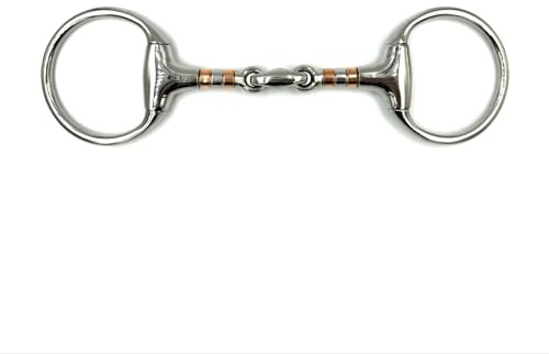 Equine Smile ES0086 Olive Head Bit Single Broken with Coated Copper Roller Stainless Steel Ring Diameter 70 mm Bit Thickness 21 mm (12.5 cm)