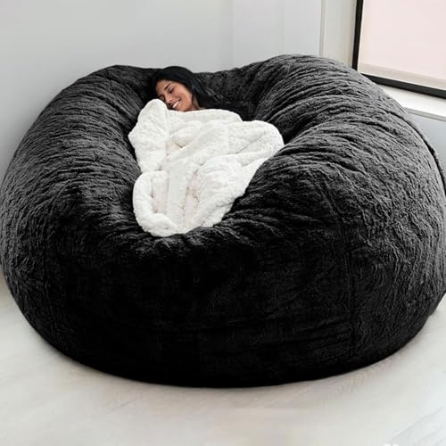 Puff Gigante XXL Peludo Cubierta Con Fundas Lavables a Máquina para Sofá Perezoso Terciopelo Puf de Salón Asiento Decorativo para Interior y Exterior Funda de Sofá Cama Perezoso de Piel Sintética