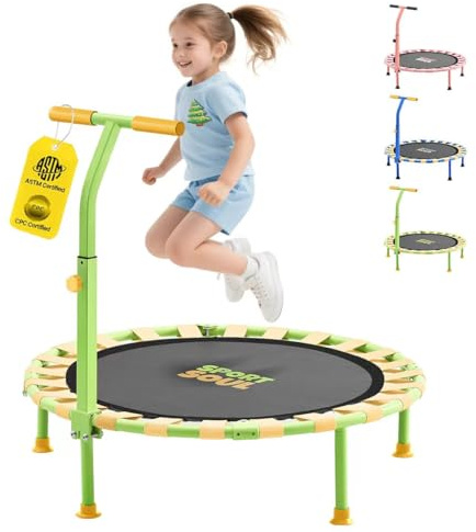SPORTSOUL 36'' Mini Trampoline for Kids 3-6, Foldable & Spring-Free