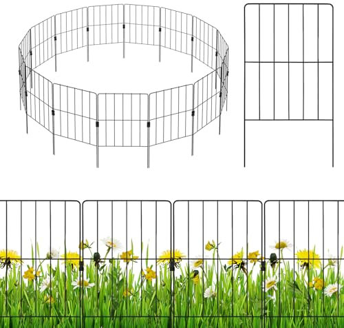 COSTWAY Clôtures de Jardin 15 Pièces Pliable en Métal, Barrière Jardin Exterieur pour Animaux Résistant à la Rouille, Décoratives pour Terrasse Aménagement Paysager, 33 x 60 CM