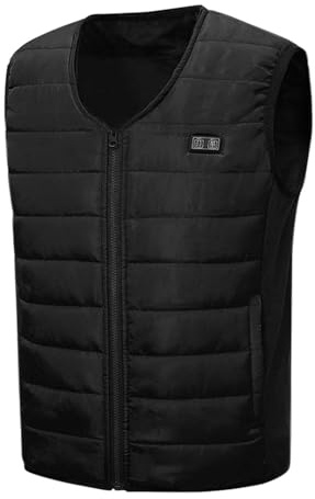 Veste Chauffante Homme Sans Manches, Blouson Homme Chaud Veste Col V Doudoune Légère Gilet Fermeture Éclair Manteau Décontracté Manteaux Outdoor Jacket Epais Poches Coupe-Vent De Travail