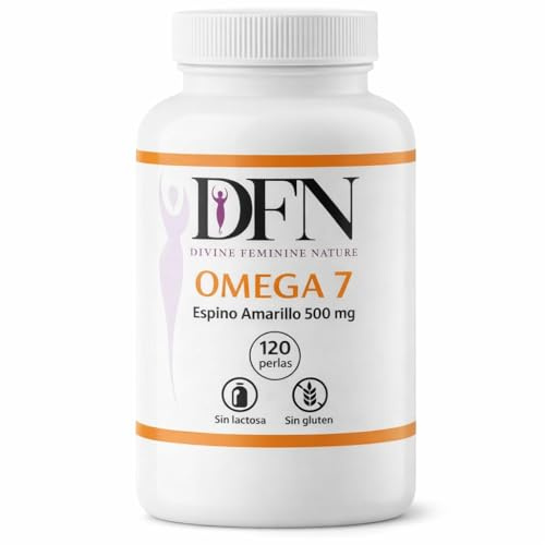 Omega 7- Espino Amarillo 500 mg | 120 Perlas Blandas, Suplemento Natural Rico en Ácidos Grasos. Cuidado de la Piel, Mucosas y Bienestar Femenino, Sin Lactosa, Sin Gluten, Vegano.