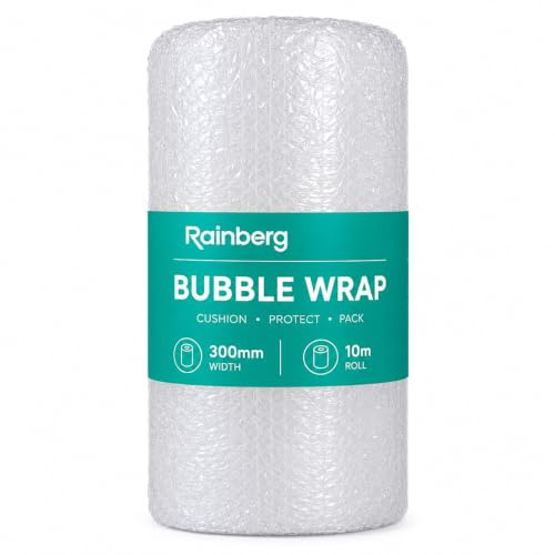 Rainberg Bubble Wrap Roll 300mm x 10m – Air Bubble Wrap for Moving House Essentials Fragile Items, Storage, Shipping Protection, Recyclable Eco-Friendly Packaging Material