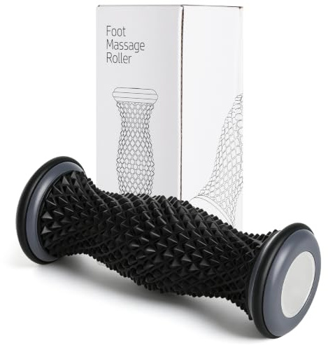 XRVRILE fotroller massageapparat för att lindra plantar fasciit, fotvalv och hälsmärta, bärbar reflexzonmassageapparat djup muskel, massagerulle, grå
