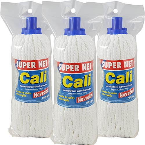 Fregona de Microfibras Super Net Cali. 250 Gramos. 3 Unidades.