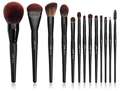Jessup Professionelles Make-up-Pinsel-Set, 13-teilig, Foundation, vegan, für Konturen, Blush, Highlights, Lidschatten, Concealer, Spoolie, Eyeliner, Pinsel, Schwarz, T300