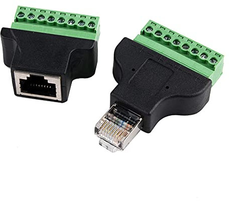 euroharry RJ45 auf Terminal Block 8-Pin Adapter LAN Netzwerk Ethernet Converter to 8 pin Screw(1xBuchse+1xStecker)