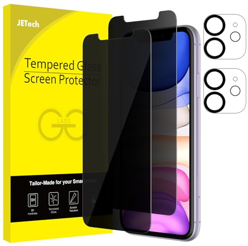 JETech Privacy Screen Protector for iPhone 11 6.1-Inch with Camera Lens Protector, Anti Spy Tempered Glass Film, 2-Pack Each