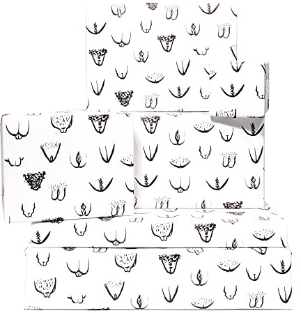 Papier cadeau grossier – 6 feuilles de papier cadeau amusant avec étiquettes – Noir blanc – Douche nuptiale – Papier cadeau anniversaire pour femme gay lesbienne – Recyclable - Par Central 23