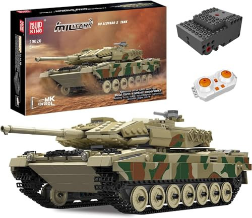 Mould King 20020 MOC Technik Panzer Leopard 2 Tiger-Panzer Ferngesteuert mit elektrischem Gyroskop und Sound Technik Transporter Tank, Technologie Klemmbausteine Bausatz (1091+ pcs)