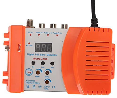 Modulateur AV vers RF, Modulateur RF Numérique pour TV, Modulateur VHF UHF Convertisseur AV vers RF pour Récepteurs Satellite Caméscopes Magnétoscopes DVD, PAL NTSC