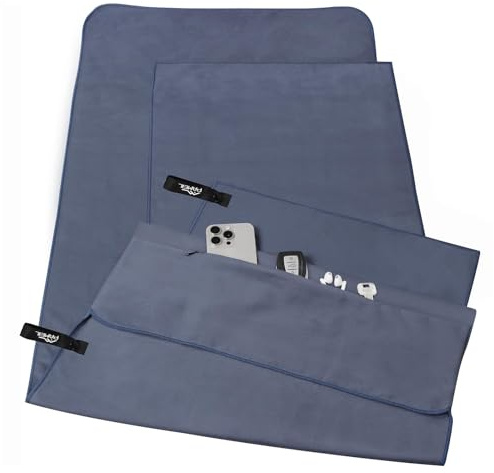 Pameil Serviette Microfibre, Lot de 2 Serviette Sport Musculation, Serviette Plage Compacte, Ultra-légère et Rapidement Sèche pour Le Sport, Voyages, Plage, Camping et Randonnées, Yoga et Natation