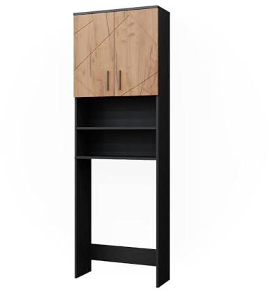 Vicco Mueble para Lavadora Irma, Oro Power Roble/Antracita, 64 x 190.5 cm, Apto para Almacenamiento y como Accesorio para lavadoras
