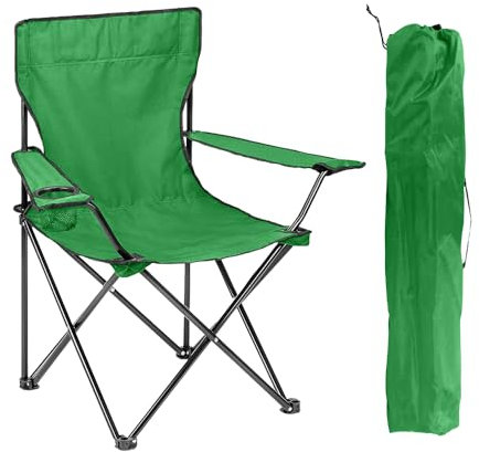 ZOPPER Folding Camping Chair Green Portable Chair with Cup Holder Compact & Lightweight Garden and Other Occasional Outdoor Use Ideal for Caravan trips, BBQs, Beach, Picnic, and Travelling
