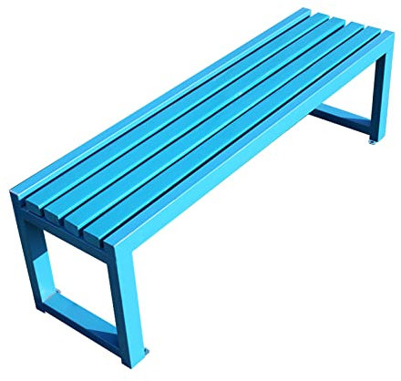 Außenbank aus Metall, Gartenbank, verzinktes Rohrmaterial, robust und langlebig, ideal für den Einsatz im Garten, auf der Straße und im Freien (Farbe: Blau, Größe: 120 cm)