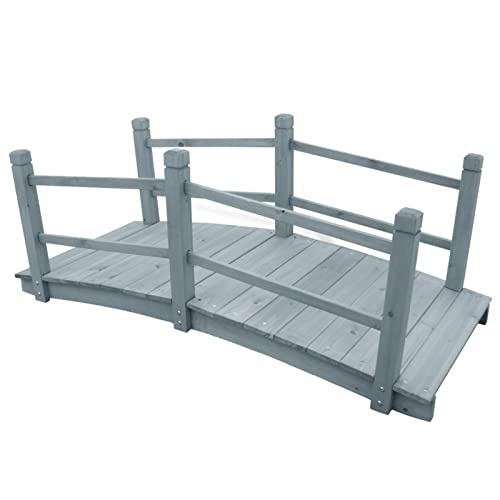 LAPOOH Ponte da giardino grigio 140x60x56 cm in legno massello di abete, vita all'aperto, strutture esterne, ponti da giardino-310040