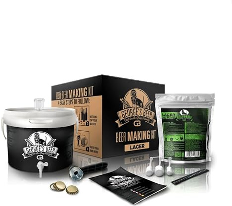 DIAH DO IT AT HOME George's Beer 5L Complete Lager Home Brewing Kit - DIY Craft Beer Making Starter Set with Reusable Equipment & Ingredients for Beginners, Men & Gifts