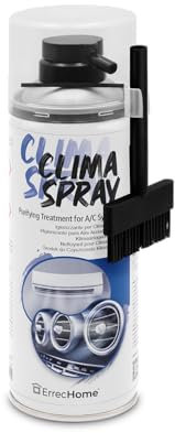 ErrecHome Clima Spray PRO, Limpiador para aires acondicionados con cepillo dispensador especial de cerdas duras para uso directo en intercambiadores de calor, guantes desechables incluidos,400 ml