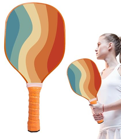 Tewzafiya Racchette in legno per sottaceti, racchette in legno per racchette da squash - Pagaie ergonomiche in legno con design antiscivolo - Robuste palette portatili in legno per bambini, amici di