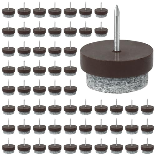Flintronic 60 Piezas Protectores Patas Sillas Fieltro, Protectores Patas sillas Fieltro con Clavo, 24 MM Redondo Almohadillas de Fieltr-o Tornillo, para Muebles de Madera Pat-as de Silla