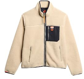 Superdry Homme Veste Polaire Zippée Rétro Vintage, Oatmeal Beige, XXL