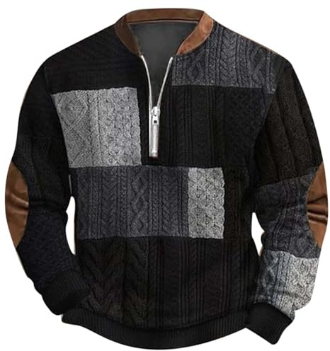 Generisch Sudadera para Hombres Moda de Caballero Talla Grande Estampado Digital 3D en tricot Tela con media cremallera Cuello redondo con capucha Suéteres para Hombres Vestido, gris, XL