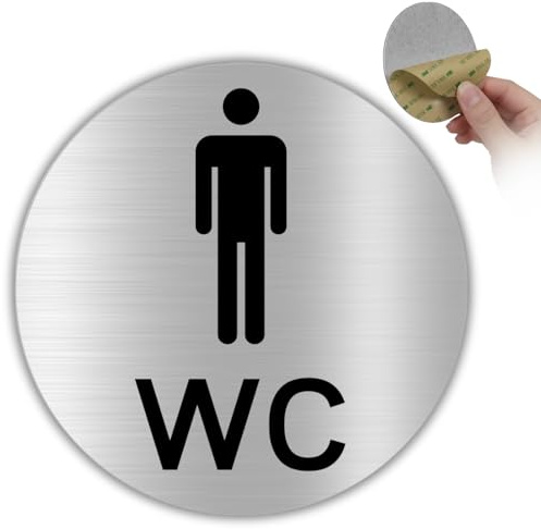 LEIASA | Plaque Toilettes Hommes - Ø 10 cm - Aluminium - Panneau WC Homme