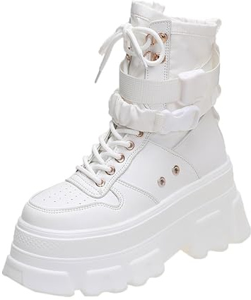 Generiska ankelstövlar för kvinnor vattentäta kängor med platåkängor för kvinnor med skosnören och nitsula, traditionella sneakers