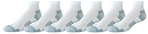 Amazon Essentials Men's Athletic Ankle Socks, Cushioned with Arch Support, Moisture Wicking, 6 Pairs, White, 8-12