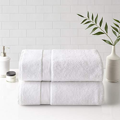 Madison Park 800GSM 100% Cotton Luxurious Bath Towel Set Highly Absorbent, Quick Dry, Hotel & Spa Quality for Bathroom, 34 x 68, White 2 Piece