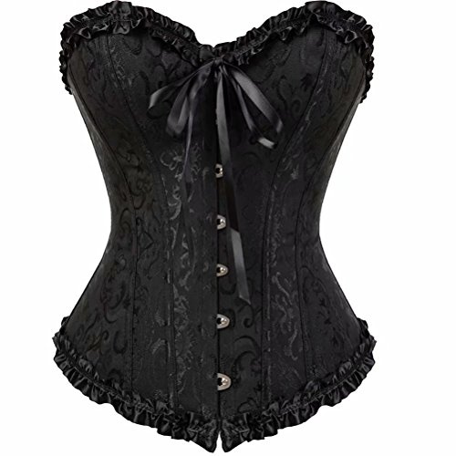 Josamogre Corset Bustier Femme Sexy Top Lacets Gothique Dentelle Floral Vintage Noir L